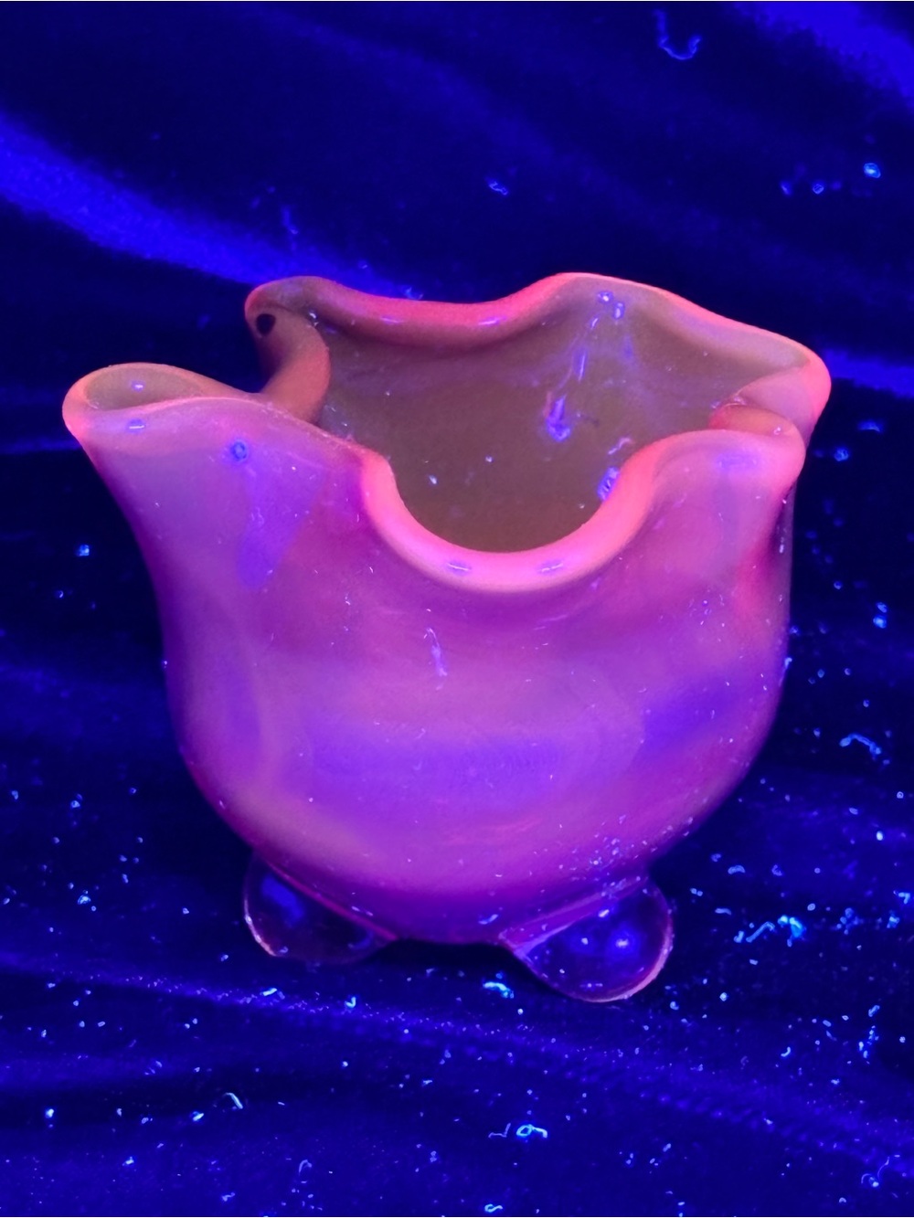 Handblown Glass Tea Light Candle Holder UV Reactive